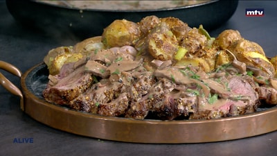 Steak with mushrooms
