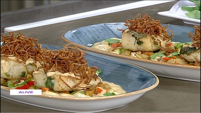 Fish fillet with chickpeas