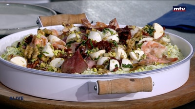 Shrimp with pistachio pesto
