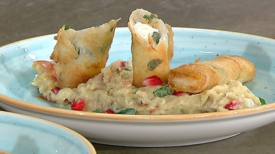 Akkawi cheese and eggplant