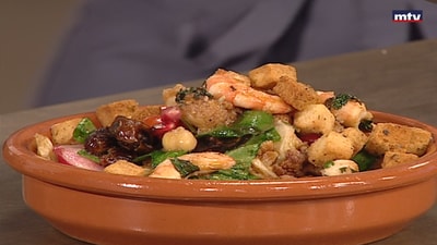 Shrimps with cauliflower and tahini