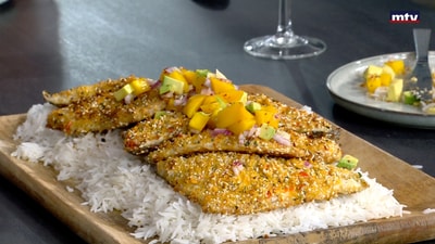 Fish with mango sauce