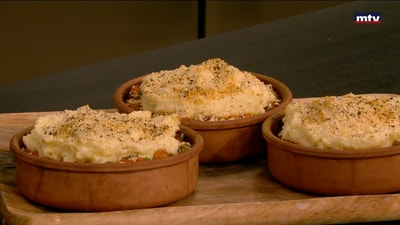 Potato soufflé with vegetables