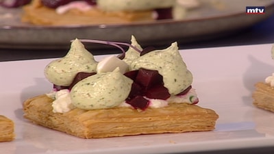 Goat cheese and beetroot tart