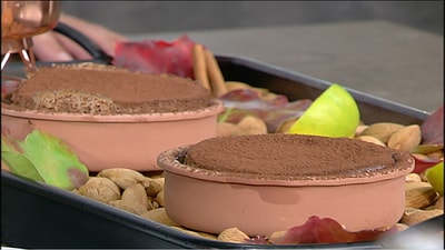 Chocolate soufflé with almonds