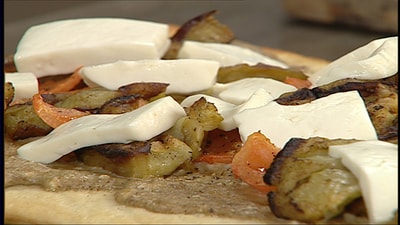 Pizza with mozzarella cheese