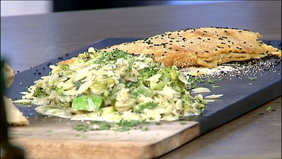 Fish with orzo