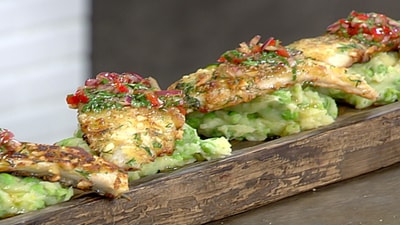 Fish with beans and herbs